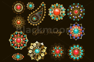Download Set of Jewelry Ethnic Brooches - Jewelry Collection